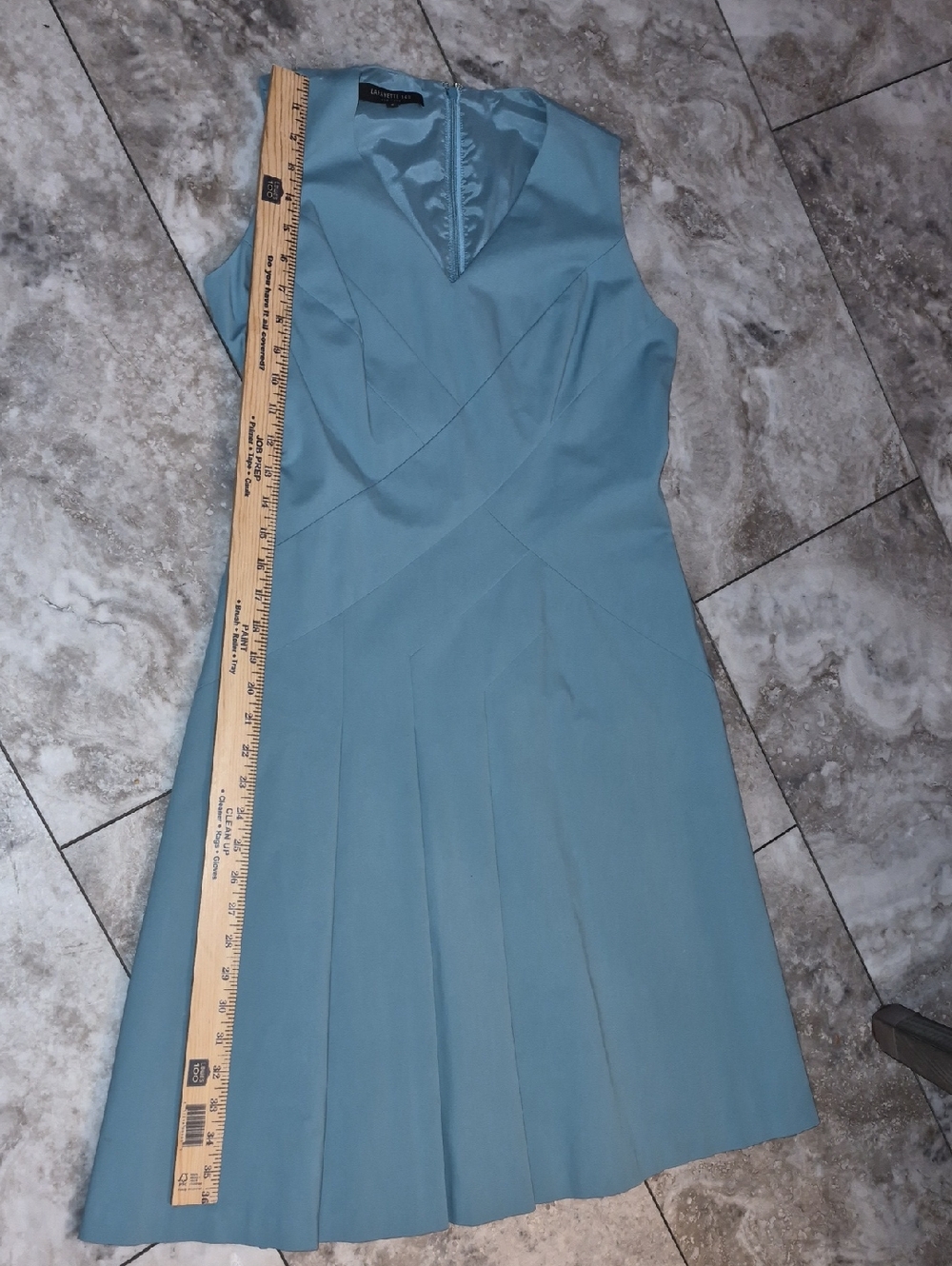 LAFAYETTE 148 KHAKI COTTON BLEND STRUCTURED FIT LINED SIDE PLEAT DRESS EUC SZ4 - Picture 11 of 13